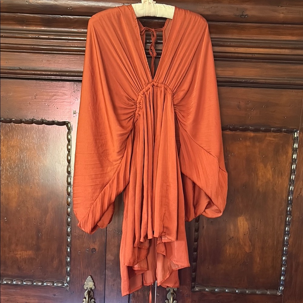 Chic Rust Orange Draped Dress